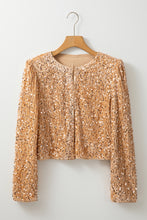 Load image into Gallery viewer, Sequin Open Front Long Sleeve Jacket