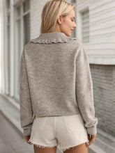 Load image into Gallery viewer, Frill Button Up Collared Neck Long Sleeve Cardigan
