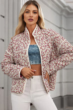Load image into Gallery viewer, Floral Snap Down Mock Neck Coat
