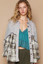 Load image into Gallery viewer, POL Balloon Sleeve Floral Color Block Plaid Shirt