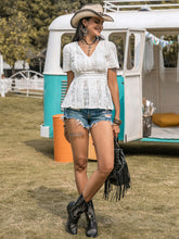 Load image into Gallery viewer, Lace V-Neck Short Sleeve Top