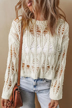 Load image into Gallery viewer, Cutout Round Neck Long Sleeve Knit Cover Up