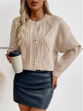 Load image into Gallery viewer, Cable-Knit Round Neck Button Up Cardigan