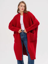 Load image into Gallery viewer, Pocketed Open Front Long Sleeve Longline Cardigan