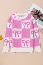 Load image into Gallery viewer, Bow Round Neck Long Sleeve Sweater
