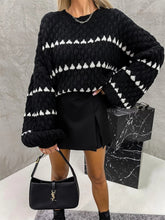 Load image into Gallery viewer, Contrast Round Neck Long Sleeve Sweater