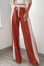 Load image into Gallery viewer, Drawstring Contrast Wide Leg Pants