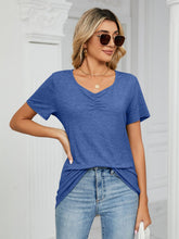 Load image into Gallery viewer, Ruched V-Neck Short Sleeve T-Shirt
