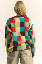 Load image into Gallery viewer, Davi &amp; Dani Color Block Checkered Dropped Shoulder Sweater