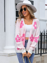 Load image into Gallery viewer, Flower Open Front Long Sleeve Cardigan