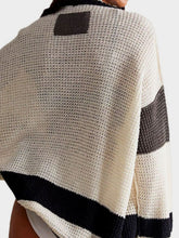 Load image into Gallery viewer, Pocketed Contrast V-Neck Long Sleeve Cardigan