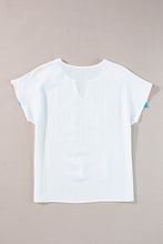 Load image into Gallery viewer, Tassel Tie Neck Short Sleeve Blouse