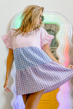 Load image into Gallery viewer, BiBi Plaid Color Block Tiered Top