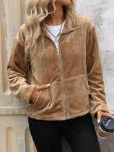 Load image into Gallery viewer, Perfee Pocketed Zip Up Collared Neck Long Sleeve Jacket