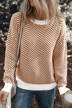 Load image into Gallery viewer, Striped Round Neck Long Sleeve Sweater