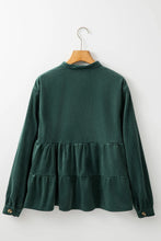 Load image into Gallery viewer, Peplum Round Neck Long Sleeve Shirt