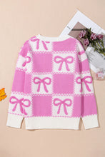Load image into Gallery viewer, Bow Round Neck Long Sleeve Sweater