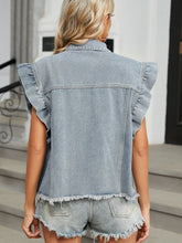 Load image into Gallery viewer, Raw Hem Cap Sleeve Denim Jacket