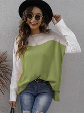 Load image into Gallery viewer, Color Block Round Neck Sweater