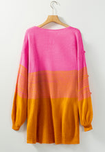 Load image into Gallery viewer, Pompom Color Block Open Front Cardigan