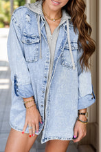 Load image into Gallery viewer, Distressed Button Up Long Sleeve Denim Jacket