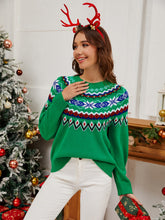 Load image into Gallery viewer, Geometric Round Neck Long Sleeve Sweater