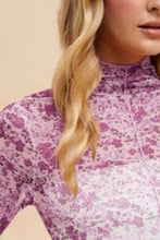 Load image into Gallery viewer, Annie Wear Floral Lettuce Hem Sheer Mesh Top