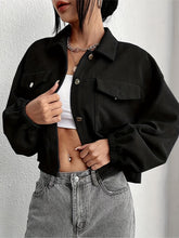 Load image into Gallery viewer, Collared Neck Dropped Shoulder Jacket