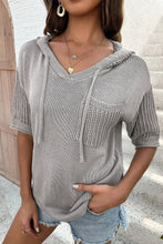 Load image into Gallery viewer, Drawstring Half Sleeve Hooded Sweater