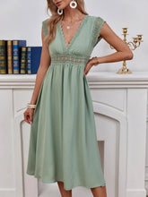 Load image into Gallery viewer, Lace Detail V-Neck Cap Sleeve Dress