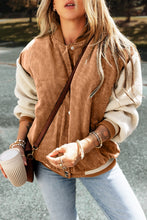 Load image into Gallery viewer, Contrast Baseball Collar Snap Down Long Sleeve Jacket