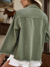 Load image into Gallery viewer, Raw Hem Button Up Denim Jacket