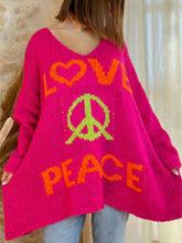 Load image into Gallery viewer, Peace Graphic V-Neck Long Sleeve Sweater
