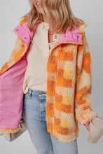 Load image into Gallery viewer, Checkered Long Sleeve Sherpa Hooded Jacket