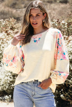 Load image into Gallery viewer, Printed Round Neck Balloon Sleeve Sweatshirt