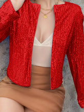 Load image into Gallery viewer, Full Size Sequin Open Front Cropped Jacket
