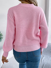 Load image into Gallery viewer, LOVE Heart Round Neck Dropped Shoulder Sweater