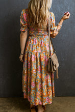 Load image into Gallery viewer, Smocked Printed Short Sleeve Dress