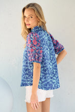 Load image into Gallery viewer, Hailey &amp; Co Embroidered Puff Sleeve Printed Blouse