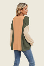 Load image into Gallery viewer, Double Take Texture Contrast Round Neck Long Sleeve T-Shirt