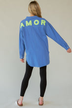 Load image into Gallery viewer, Davi &amp; Dani Letter Back Raw Hem Half Button Shirt
