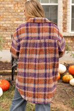 Load image into Gallery viewer, Plus Size Plaid Collared Neck Long Sleeve Jacket