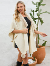 Load image into Gallery viewer, Fuzzy Trim Open Front Poncho