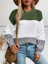 Load image into Gallery viewer, Color Block Round Neck Long Sleeve Sweater
