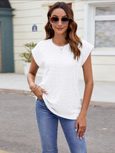 Load image into Gallery viewer, Textured Round Neck Cap Sleeve T-Shirt