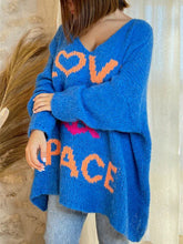 Load image into Gallery viewer, Peace Graphic V-Neck Long Sleeve Sweater