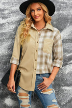 Load image into Gallery viewer, Plaid Button Up Drop Shoulder Shacket