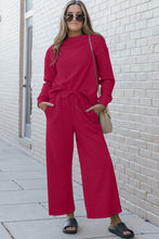 Load image into Gallery viewer, DOORBUSTER DEAL: Take Full Size Textured Long Sleeve Top and Drawstring Pants Set