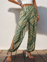Load image into Gallery viewer, Smocked Slit Printed High Waist Pants