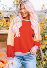 Load image into Gallery viewer, Color Block Round Neck Long Sleeve Sweatshirt